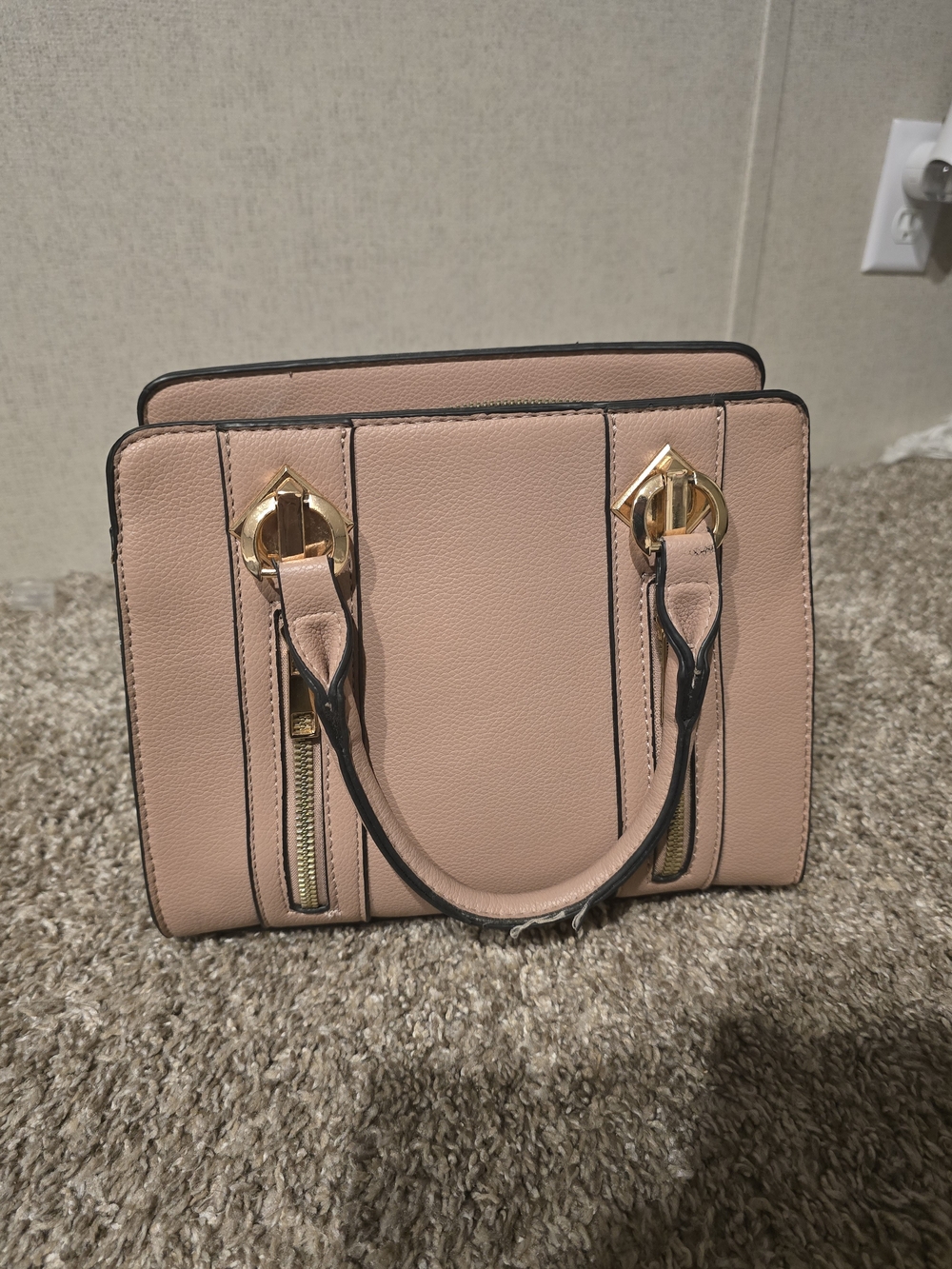 Blush Pink Structured Tote Handbag
